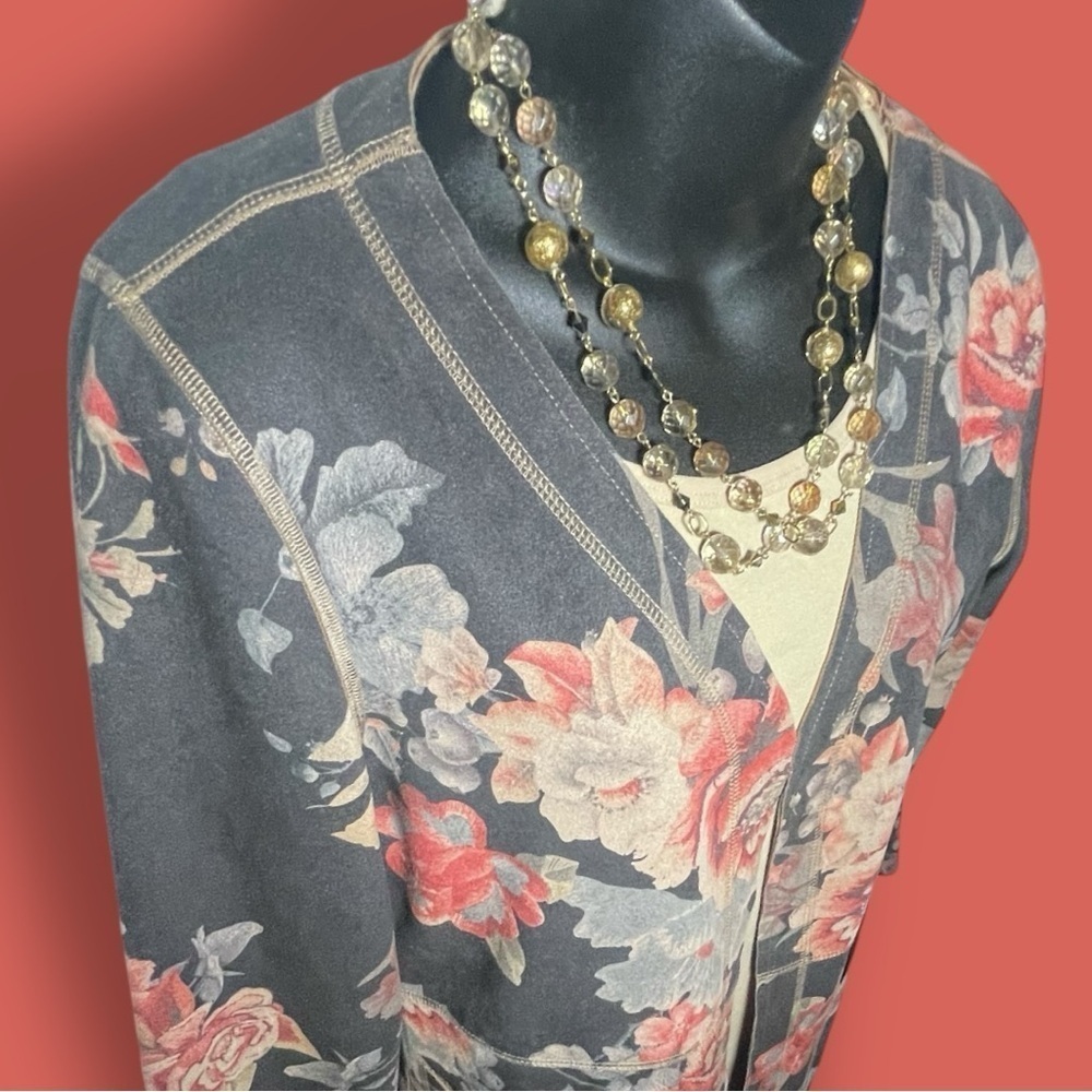 ANTHROPOLOGIE SOLITAIRE LONG FLORAL JACKET SIZE SMALL OR MED Brown Orange - Picture 15 of 16